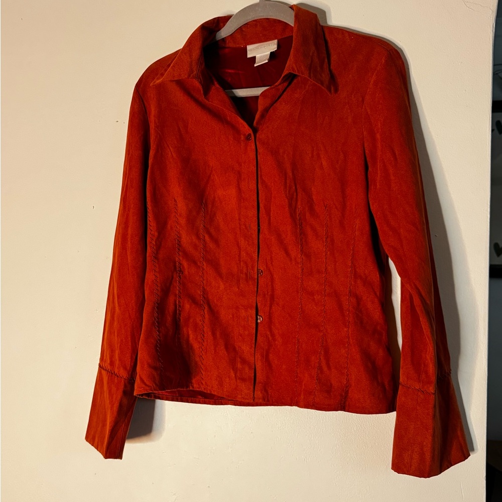 Worthington Terracotta Button-Up Blouse